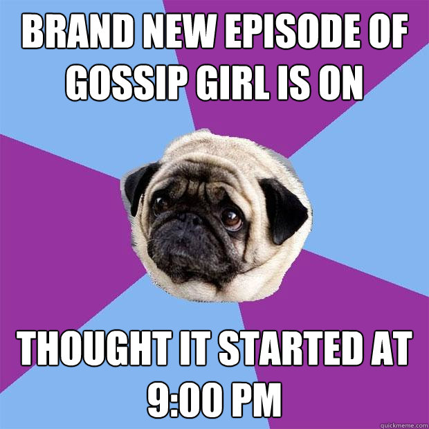brand new episode of gossip girl is on thought it started at 9:00 PM  Lonely Pug