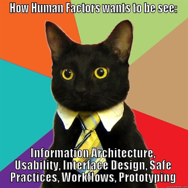 Human Factors Engineering - HOW HUMAN FACTORS WANTS TO BE SEE: INFORMATION ARCHITECTURE, USABILITY, INTERFACE DESIGN, SAFE PRACTICES, WORKFLOWS, PROTOTYPING Business Cat