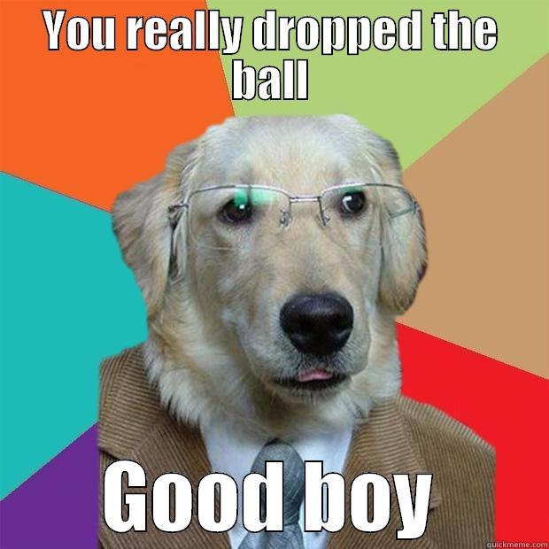 business dog - YOU REALLY DROPPED THE BALL GOOD BOY Business Dog