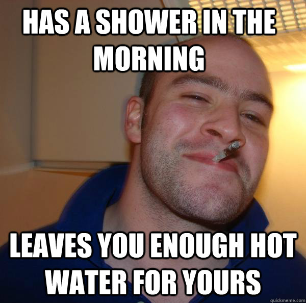 Has a shower in the morning leaves you enough hot water for yours - Has a shower in the morning leaves you enough hot water for yours  Misc