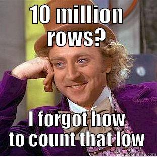 10 MILLION ROWS? I FORGOT HOW TO COUNT THAT LOW Condescending Wonka
