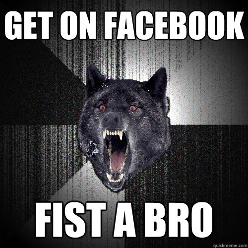 get on facebook  fist a bro  Insanity Wolf