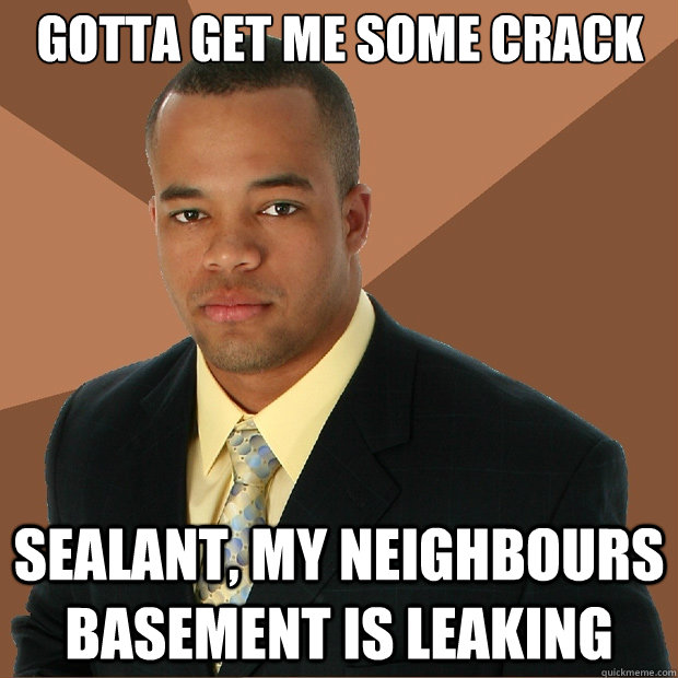 gotta get me some crack sealant, my neighbours basement is leaking  Successful Black Man