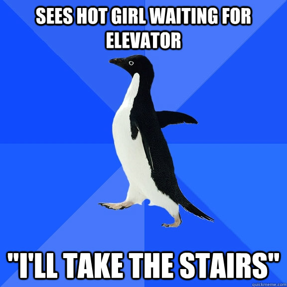 Sees hot girl waiting for elevator 