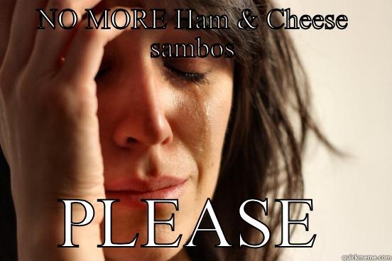 NO MORE HAM & CHEESE SAMBOS PLEASE First World Problems