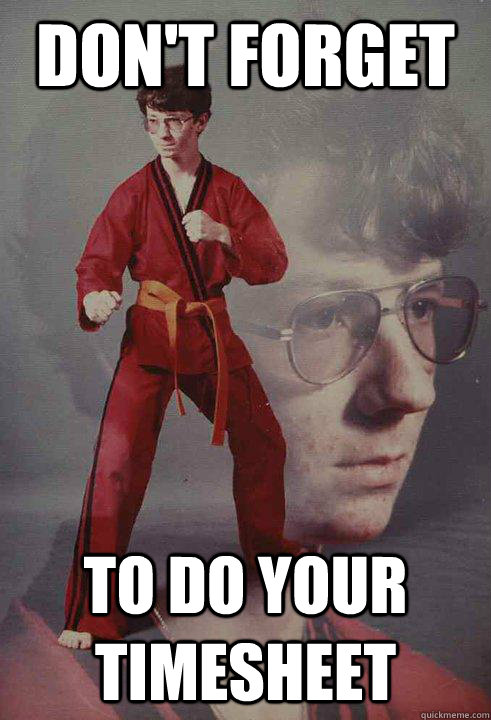 DON'T FORGET TO DO YOUR TIMESHEET - DON'T FORGET TO DO YOUR TIMESHEET  Karate Kyle