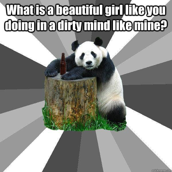 What is a beautiful girl like you doing in a dirty mind like mine?   Pickup-Line Panda