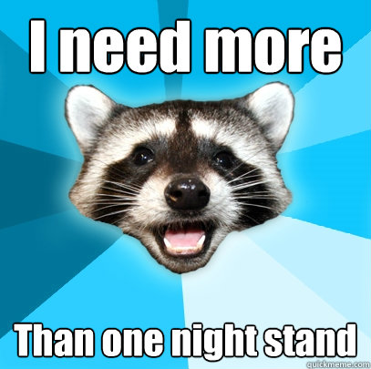I need more Than one night stand  Lame Pun Coon