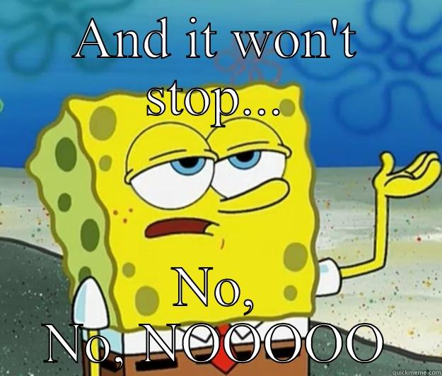 AND IT WON'T STOP... NO, NO, NOOOOO Tough Spongebob