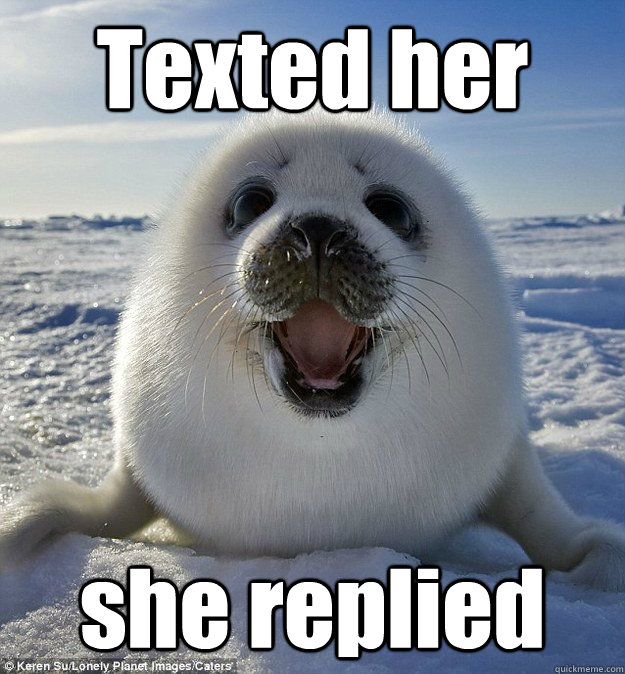 Texted her she replied  Easily Pleased Seal