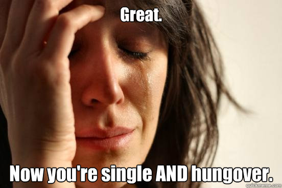 Great.  Now you're single AND hungover.  First World Problems