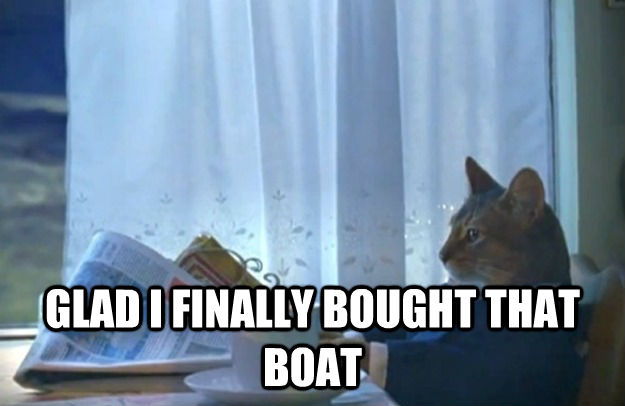  GLAD I FINALLY BOUGHT THAT BOAT  Sophisticated Cat