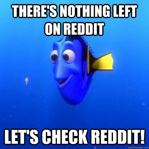 There's nothing left on reddit Let's check reddit!  dory
