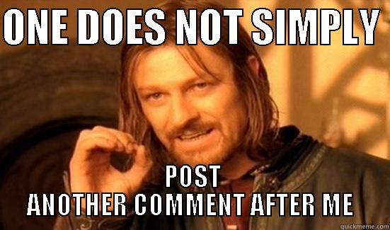 ONE DOES NOT SIMPLY  POST ANOTHER COMMENT AFTER ME  Boromir