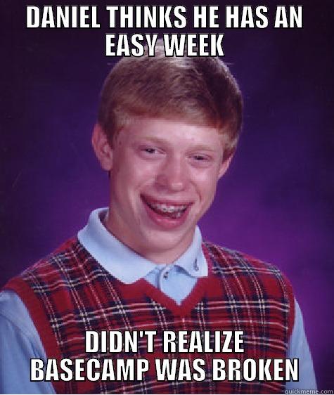 DANIEL THINKS HE HAS AN EASY WEEK DIDN'T REALIZE BASECAMP WAS BROKEN Bad Luck Brian