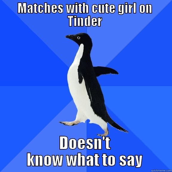 MATCHES WITH CUTE GIRL ON TINDER DOESN'T KNOW WHAT TO SAY Socially Awkward Penguin