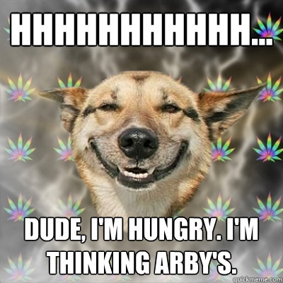 HHHHHHHHHHH... Dude, I'm hungry. I'm thinking Arby's.  Stoner Dog