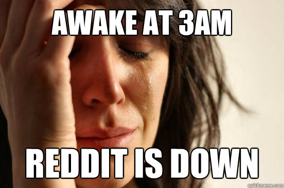Awake at 3am reddit is down  First World Problems