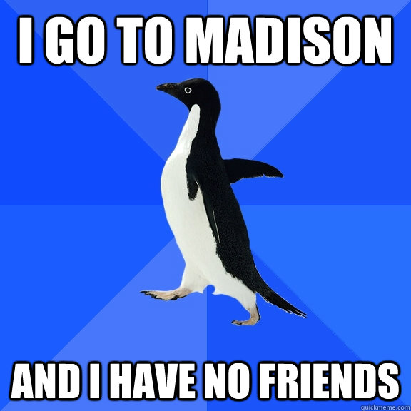 i go to madison and i have no friends  Socially Awkward Penguin