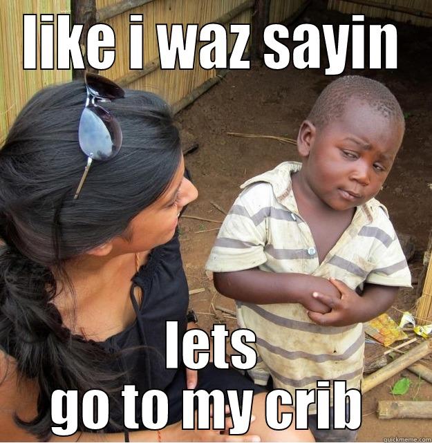LIKE I WAZ SAYIN LETS GO TO MY CRIB  Skeptical Third World Kid
