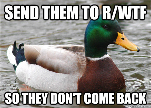 send them to r/wtf so they don't come back  Actual Advice Mallard