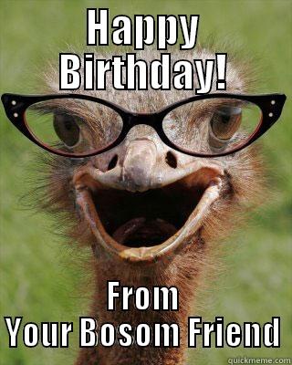 Happy Birthday - HAPPY BIRTHDAY! FROM YOUR BOSOM FRIEND Judgmental Bookseller Ostrich