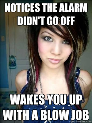 notices the alarm didn't go off wakes you up with a blow job  Good Girlfriend Giselle