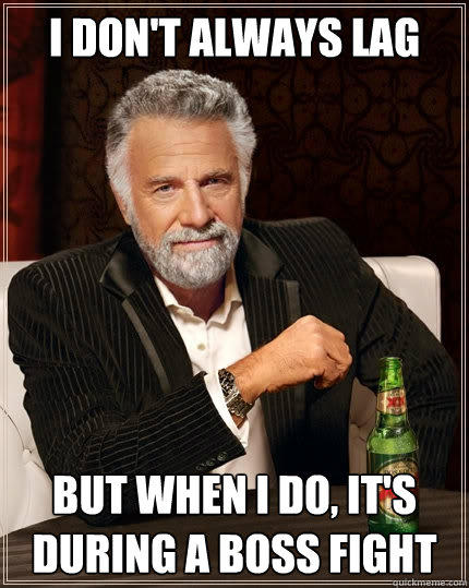 I don't always lag But when I do, it's during a boss fight  