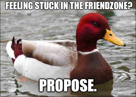 Feeling stuck in the friendzone? Propose.   Malicious Advice Mallard