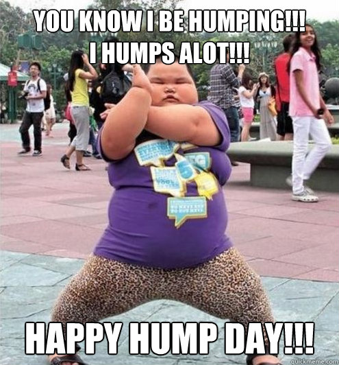 You Know I Be Humping!!!          I Humps Alot!!! Happy Hump Day!!!  Fat chinese kid