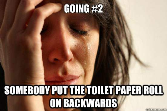 Going #2 Somebody put the toilet paper roll on backwards  First World Problems