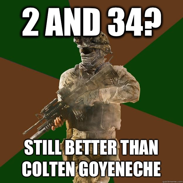2 and 34? Still better than Colten Goyeneche  Call of Duty Addict