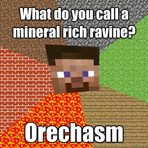 What do you call a mineral rich ravine? Orechasm  Minecraft