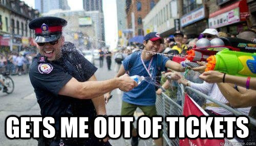 Gets me out of tickets  Good Guy Cop