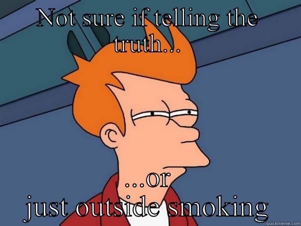 NOT SURE IF TELLING THE TRUTH... ...OR JUST OUTSIDE SMOKING Futurama Fry