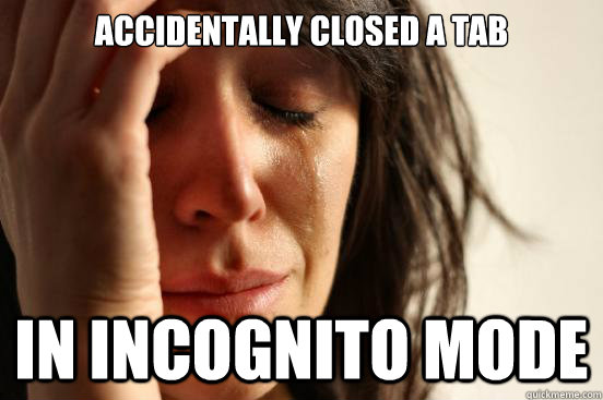 Accidentally closed a tab in incognito mode - Accidentally closed a tab in incognito mode  First World Problems