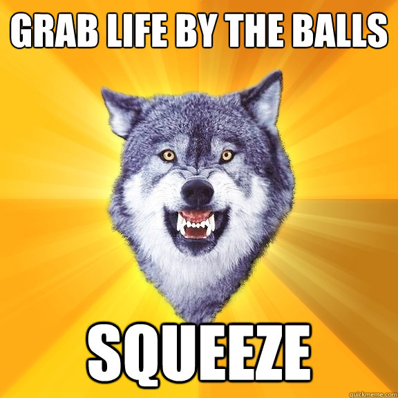 grab life by the balls squeeze  Courage Wolf