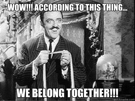 WOW!!! according to this thing... WE BELONG TOGETHER!!!  