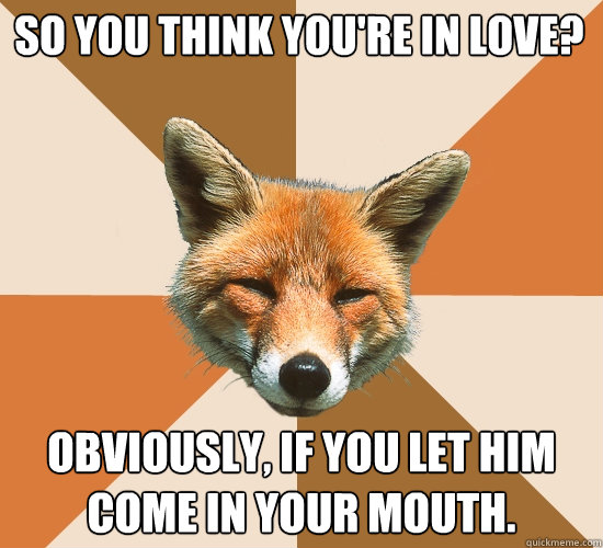 so you think you're in love? obviously, if you let him come in your mouth.  Condescending Fox
