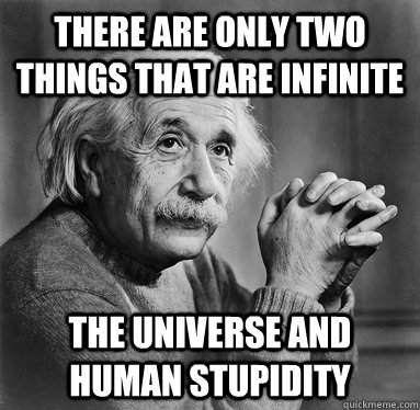 There are only two things that are infinite The Universe and Human Stupidity  Albert Einstein