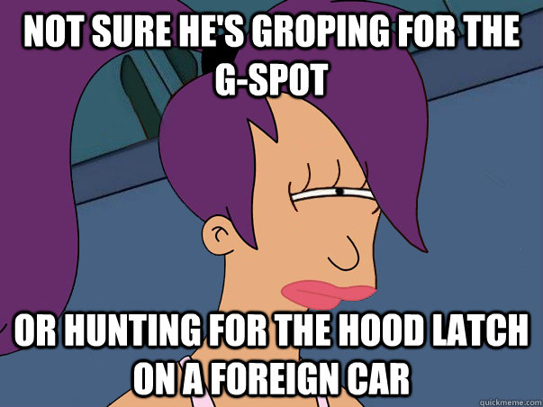 Not sure he's groping for the G-spot or hunting for the hood latch on a foreign car - Not sure he's groping for the G-spot or hunting for the hood latch on a foreign car  Leela Futurama