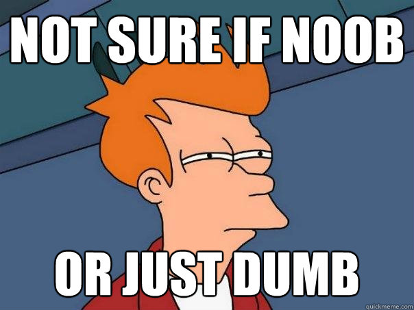 not sure if noob Or just dumb  Futurama Fry