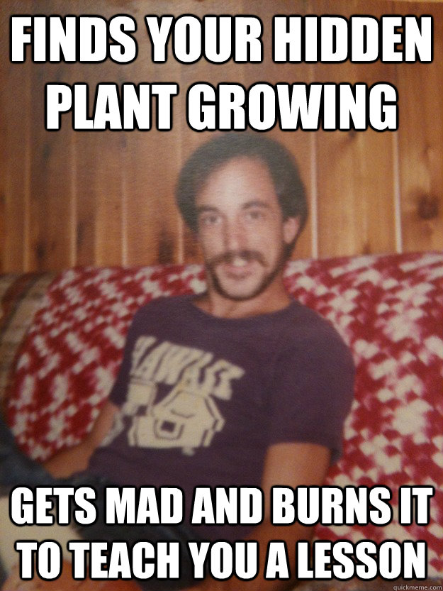 finds your hidden plant growing gets mad and burns it to teach you a lesson  Good Guy Dad