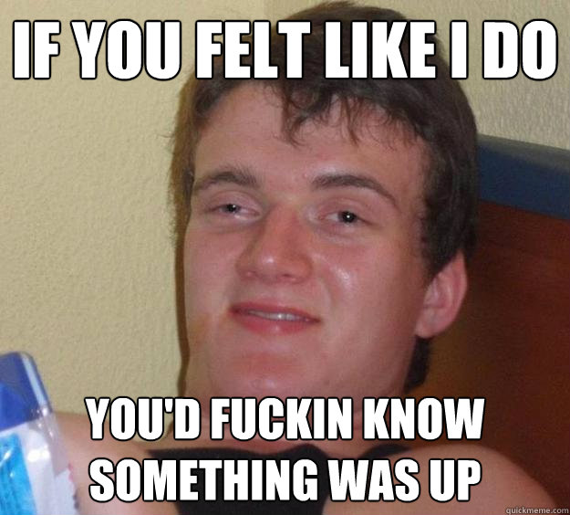 if you felt like i do you'd fuckin know something was up  10 Guy