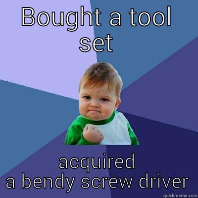 BOUGHT A TOOL SET ACQUIRED A BENDY SCREW DRIVER Success Kid