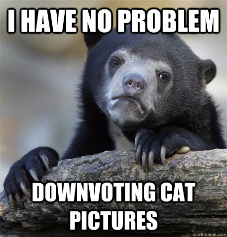 I have no problem downvoting cat pictures  Confession Bear