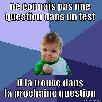 NE CONNAIS PAS UNE QUESTION DANS UN TEST IL LA TROUVE DANS LA PROCHAINE QUESTION Success Kid