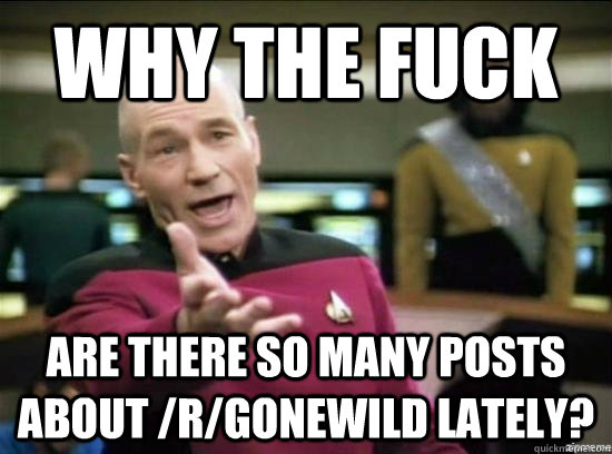 why the fuck are there so many posts about /r/gonewild lately?  Annoyed Picard HD