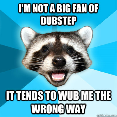 I'M NOT A BIG FAN OF DUBSTEP IT TENDS TO WUB ME THE WRONG WAY  Lame Pun Coon