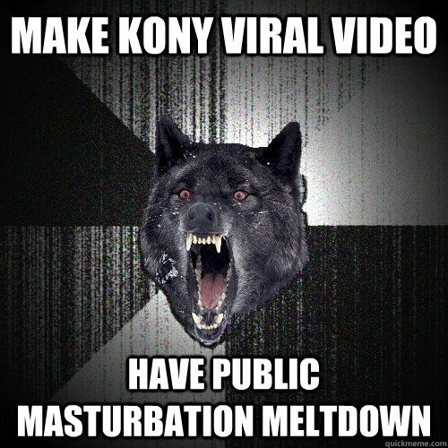 MAKE KONY VIRAL VIDEO HAVE PUBLIC MASTURBATION MELTDOWN  Insanity Wolf